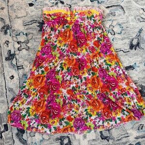 Betsey Johnson Floral Tiered Summer Dress in Pink & Orange